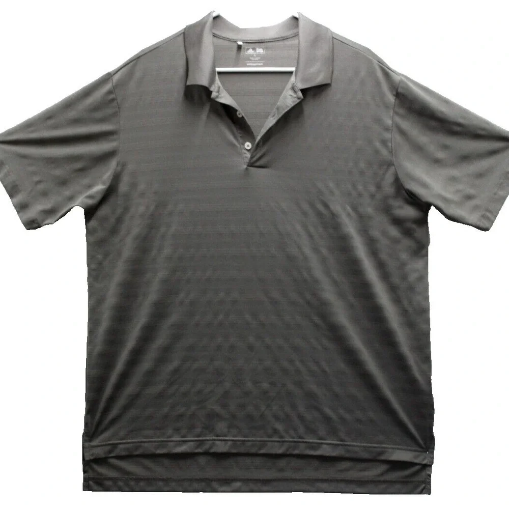 Adidas Golf Mens Polo Shirt‎ Gray Stripe Short Sleeve Performance Size L